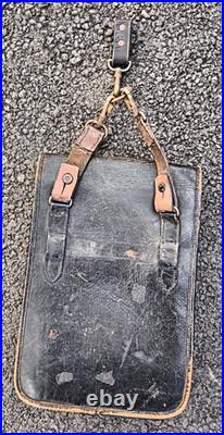 Porte-carte officier cuir noir poilu WW1 1914 18 suspentes Ok