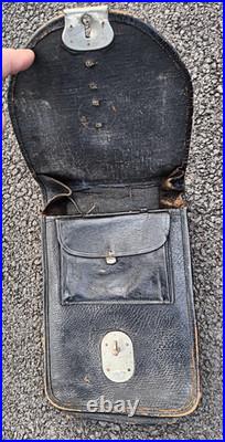 Porte-carte officier cuir noir poilu WW1 1914 18 suspentes Ok