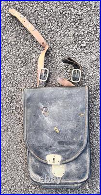 Porte-carte officier cuir noir poilu WW1 1914 18 suspentes noir OK no fermoir