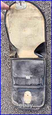 Porte-carte officier cuir noir poilu WW1 1914 18 suspentes noir OK no fermoir
