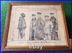 Prisonniers De Guerre Par Jean-pierre Laurens 1918 + Cadre + Dessin 20 Ème