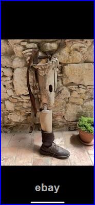 Prothèse de jambe en bois WW1 Soldat Première Guerre mondiale Militaria