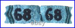 RARE Insigne 1 paire de pattes de col Bleu Horizon 68e RI vareuse FR 14-18