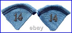 RARE Insigne paire de pattes de col du 14e RI cannetille officiers cadres 14-18