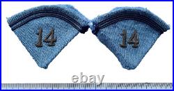RARE Insigne paire de pattes de col du 14e RI cannetille officiers cadres 14-18