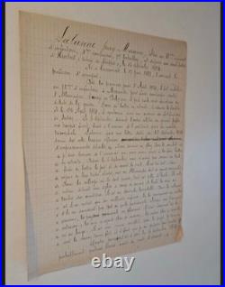 RARE! Lettre manuscrite 1ère Guerre Mondiale Soldat français disparu en 1914