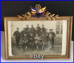 Rare ANCIEN CADRE porte PHOTO bronze doré émail émaillé POILU WW1 guerre 14 18