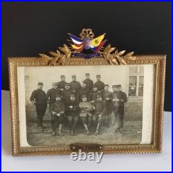 Rare ANCIEN CADRE porte PHOTO bronze doré émail émaillé POILU WW1 guerre 14 18