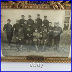 Rare ANCIEN CADRE porte PHOTO bronze doré émail émaillé POILU WW1 guerre 14 18