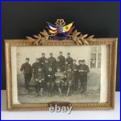 Rare ANCIEN CADRE porte PHOTO bronze doré émail émaillé POILU WW1 guerre 14 18
