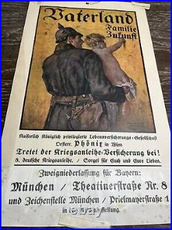 Rare Affiche Obligation Emprunt De Guerre Allemagne WWI Patrie