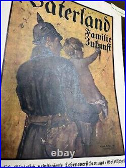 Rare Affiche Obligation Emprunt De Guerre Allemagne WWI Patrie