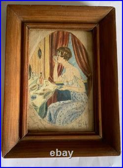 Rare Dessin de poilu 1917 Champagne caporal artisanat de tranchée trench art WW1