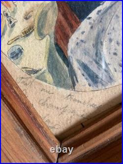 Rare Dessin de poilu 1917 Champagne caporal artisanat de tranchée trench art WW1