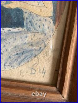 Rare Dessin de poilu 1917 Champagne caporal artisanat de tranchée trench art WW1