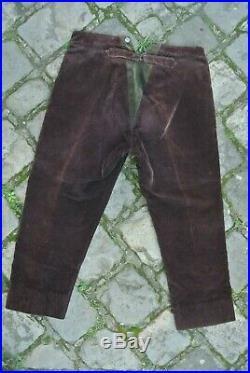 Rare Pantalon-culotte modèle 1914 en velours indigo avec reste de tampon -WW1