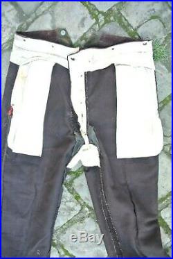 Rare Pantalon-culotte modèle 1914 en velours indigo avec reste de tampon -WW1