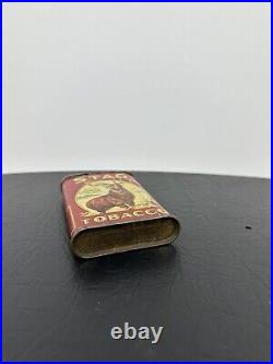 Rare Stag Tobacco Boîte À Tabac Métal 1910 Américain Militaria Ww1