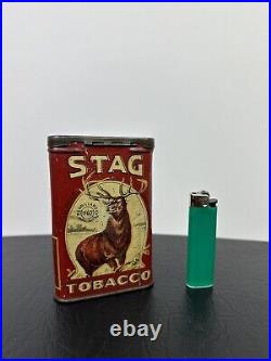 Rare Stag Tobacco Boîte À Tabac Métal 1910 Américain Militaria Ww1