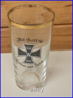 Rare Verre à bière allemand Croix De Fer WW1 1914-18