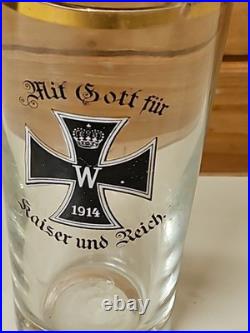 Rare Verre à bière allemand Croix De Fer WW1 1914-18