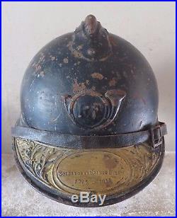 Rare casque ADRIAN de Chasseur, peinture noire, complet, 1 ère guerre. Jus