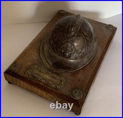 Rare encrier de poilu casque souvenir de France artisanat de tranchée trench art