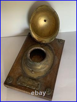 Rare encrier de poilu casque souvenir de France artisanat de tranchée trench art