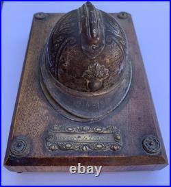Rare encrier de poilu casque souvenir de France artisanat de tranchée trench art