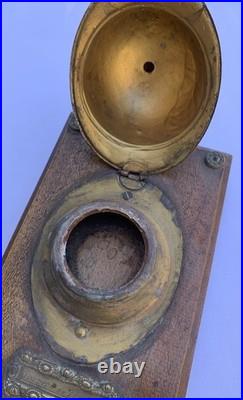 Rare encrier de poilu casque souvenir de France artisanat de tranchée trench art