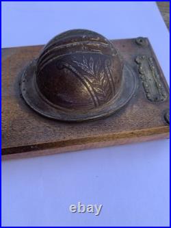 Rare encrier de poilu casque souvenir de France artisanat de tranchée trench art