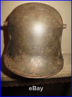 Rare et beau casque, Stalhem modèle 1916 avec insigne Mitrailleur, 1 ère Guerre