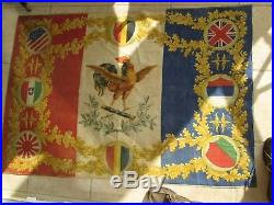 Rare grand drapeau français double face ww1 pays alliés en parfait état. Casque