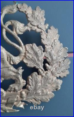 Relique Plaque Casque à Pointe Officier Duché de Hesse Hessen Allemand ORIGINAL