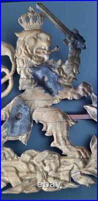 Relique Plaque Casque à Pointe Officier Duché de Hesse Hessen Allemand ORIGINAL