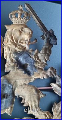 Relique Plaque Casque à Pointe Officier Duché de Hesse Hessen Allemand ORIGINAL