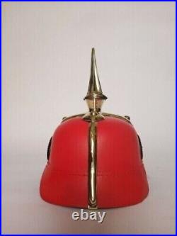 Rouge Allemand Cuir Pickelhaube Impérial Prussien Casque Laiton À Cadeau Décor