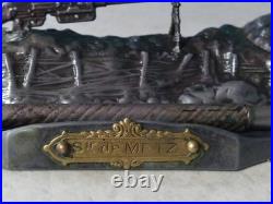 Sculpture Signée Mitrailleur 1ère Guerre Mondiale Encrier Sir de Metz. A. Ouvet