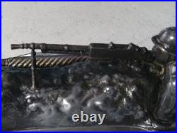 Sculpture Signée Mitrailleur 1ère Guerre Mondiale Encrier Sir de Metz. A. Ouvet