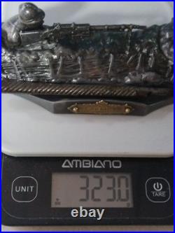 Sculpture Signée Mitrailleur 1ère Guerre Mondiale Encrier Sir de Metz. A. Ouvet