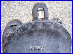 Selle 7 rivets à palette cuir fauve foncé harnachement cavalerie XIXe/ww1