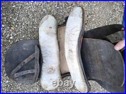 Selle 7 rivets à palette cuir fauve foncé harnachement cavalerie XIXe/ww1