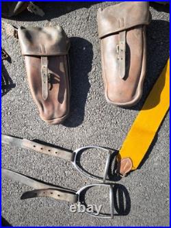 Selle fontes étriers sangle en cuir tressé officier cavalerie poilu ww1 1914