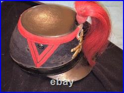 Shako troupe 1872 artillerie colonial complet avec crin retombant usures au drap