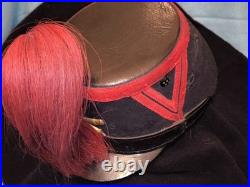 Shako troupe 1872 artillerie colonial complet avec crin retombant usures au drap