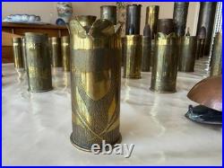 Superbe lot d'une cinquantaine de douilles gravées OBJETS POILUS WW1 1914-18