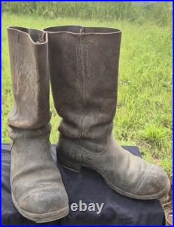 Superbe paire de bottes allemandes WW1 mod 1866 cuir fauve. Tbe. Régimentées
