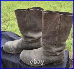 Superbe paire de bottes allemandes WW1 mod 1866 cuir fauve. Tbe. Régimentées