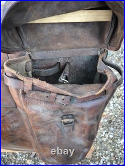 Superbe selle sangle cuir fauve fontes officier de cavalerie ww1 dessous feutre