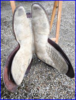 Superbe selle sangle cuir fauve fontes officier de cavalerie ww1 dessous feutre